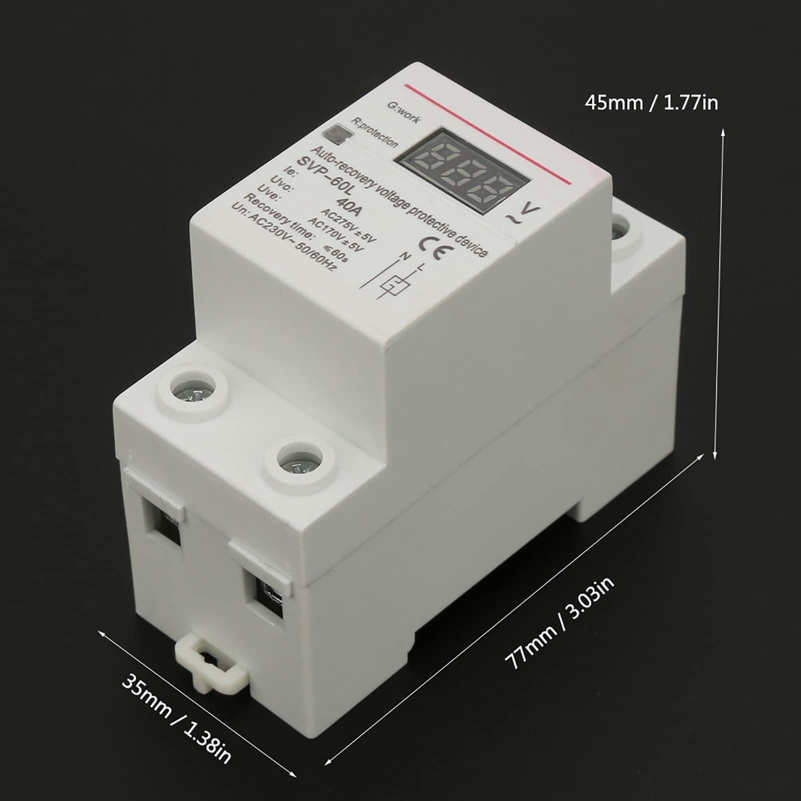 Recupero Automatico Protettore di Tensione, 230V 40A Interruttore di Ricollegamento Circuito di Protezione da Sovratensione E Sottotensione Monofase, per Elettrodomestici, Scaricatore di Sovratensione