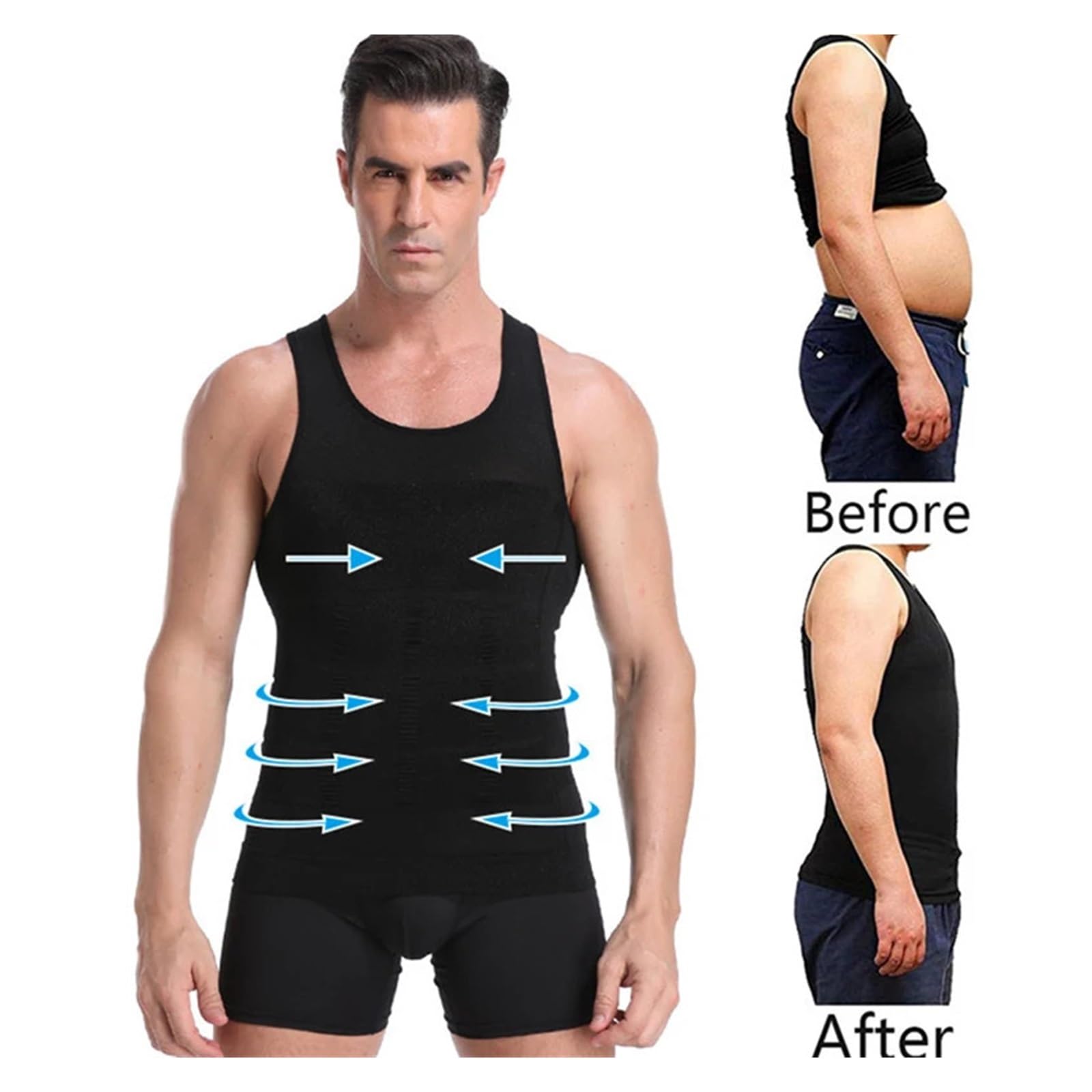 Camiseta CompresióN Hombre 2 uds., ropa moldeadora de cuerpo adelgazante for hombre, corsé, chaleco, camisa de compresión for barriga, Fitness, faja, ropa interior, Control, chaleco deportivo de cintu