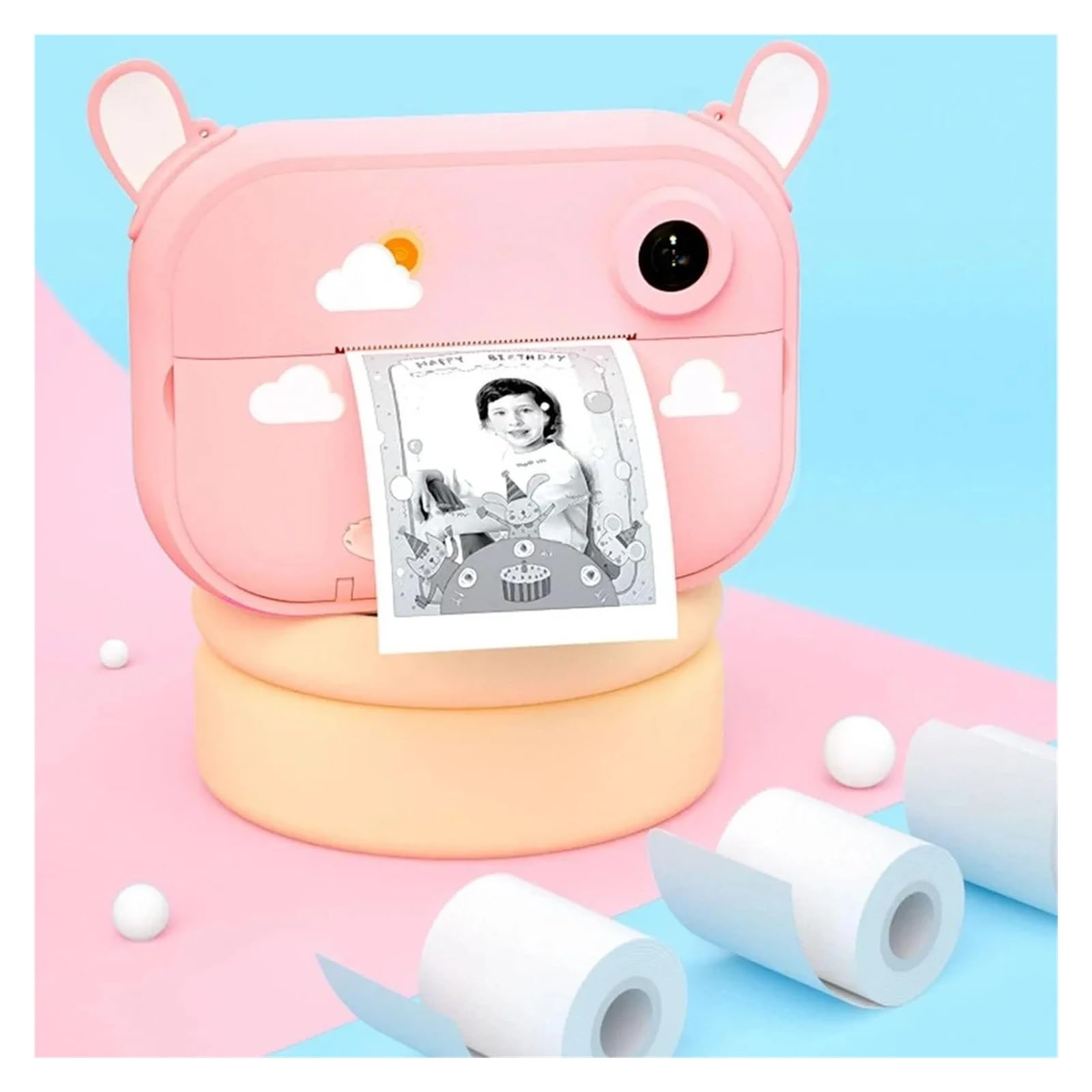 Papier Thermique Recharge d'appareil Photo instantané for Enfants, Impression Thermique sans Noyau, for caisses enregistreuses Portables de 57 mm, imprimante Mobile(50 Rolls No-Sticky)
