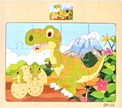 Miniatura 3 de Mynd Games - Paquete de rompecabezas de madera de dinosaurio, paquete de 4 12 piezas cada uno para niños a partir de 3 años, juguetes educativos de