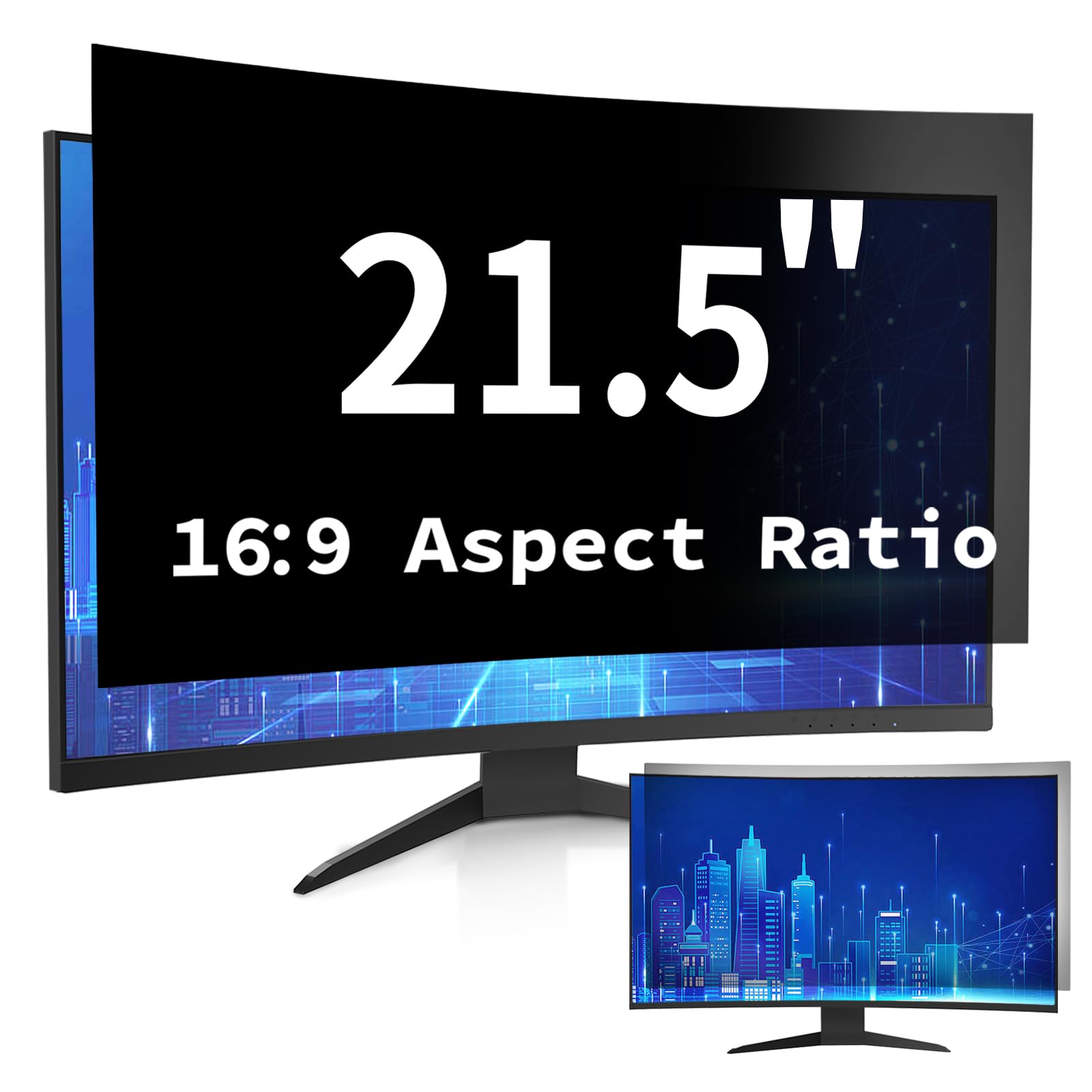 21.5 Inch Computer Privacy Screen Filter for 16:9 Widescreen Monitor, Anti Glare and Blue Light, PC Monitor Screen Privacy Shield,21.5 inch Anti Spy Screen Protector Film