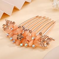 Vista 4 de Aimimier Peines de pelo de cristal con flores vintage, dientes largos, horquillas para el cabello con diamantes de imitación, accesorios