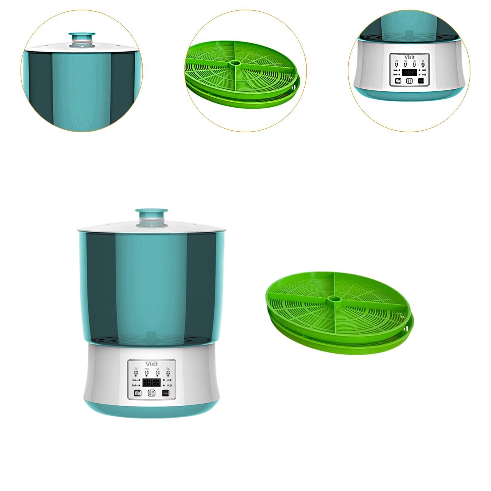 Baoblaze Verbesserte Sojasprossen-Maschine mit 4 Saisonalen Modi, Multi-Digital-Display, Sichtbarer 2-lagiger Samenkeimer, Automatisches Sprossen-Anbauset für Sojabohnen, Joghurt, Süßwein und Natto