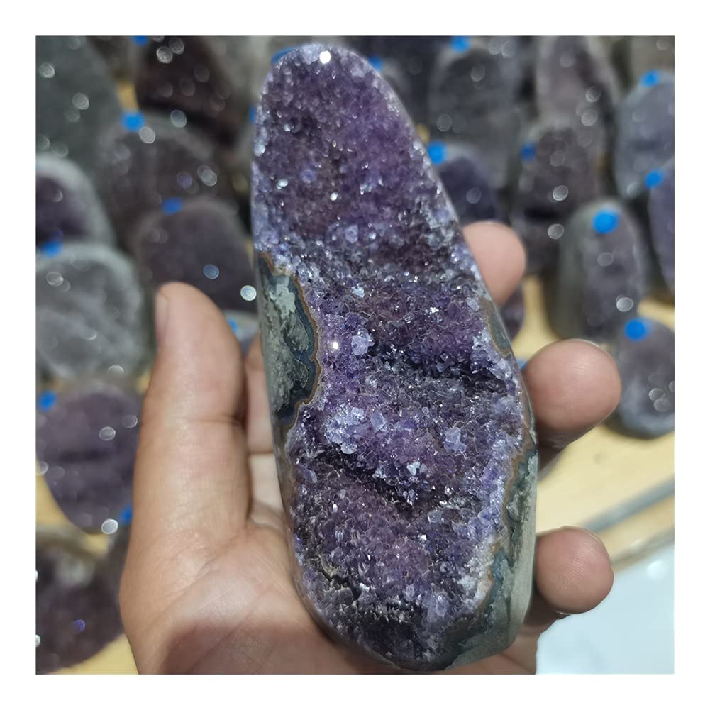 Clúster de geoda de Amatista Natural, Amatista Morada Oscura, Piedra de Cristal Grande, decoración de Cuarzo decoración de la habitación (Size : 400-550g)