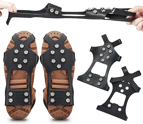 Miniatura 5 de HoFire Tacos de hielo, agarre de hielo, agarre de tracción, agarre antideslizante sobre zapatobota de goma, crampones antideslizantes