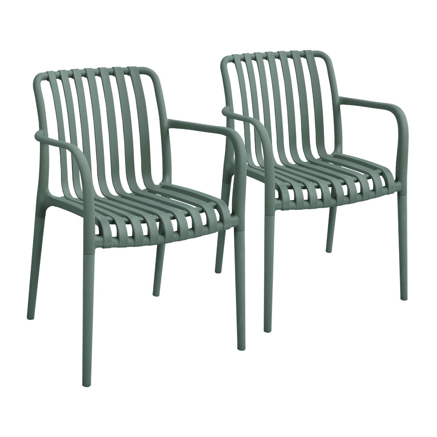 7H SEVEN HOUSE Pack de 2 Sillas Apilables de Exterior con Reposabrazos Kaia en Polipropileno 7house