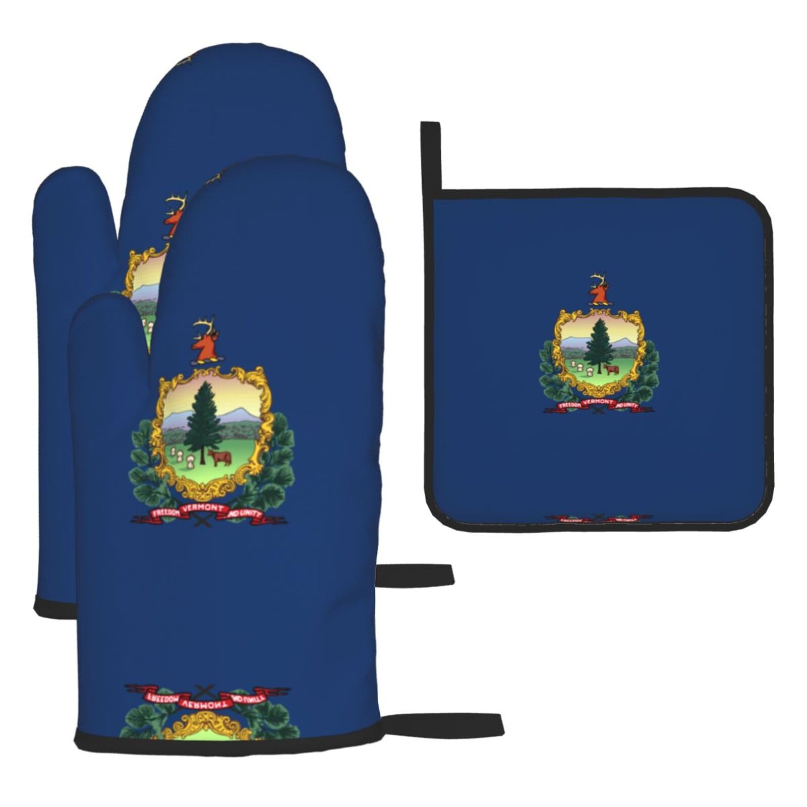 Vermont State Flag Oven Mitts And Pot Holders Sets Of 3 Oven Glove Kitchen Decor For Baking Cooking Bbq