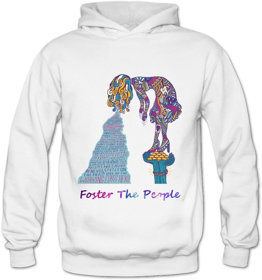 Soulya Women's Foster The People 3D O Neck Hoodies Sweatshirt Size US White