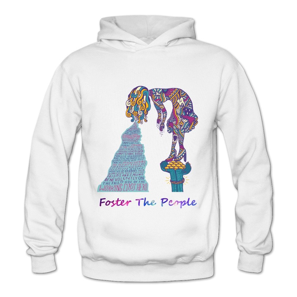 Soulya Women's Foster The People 3D O Neck Hoodies Sweatshirt Size US White