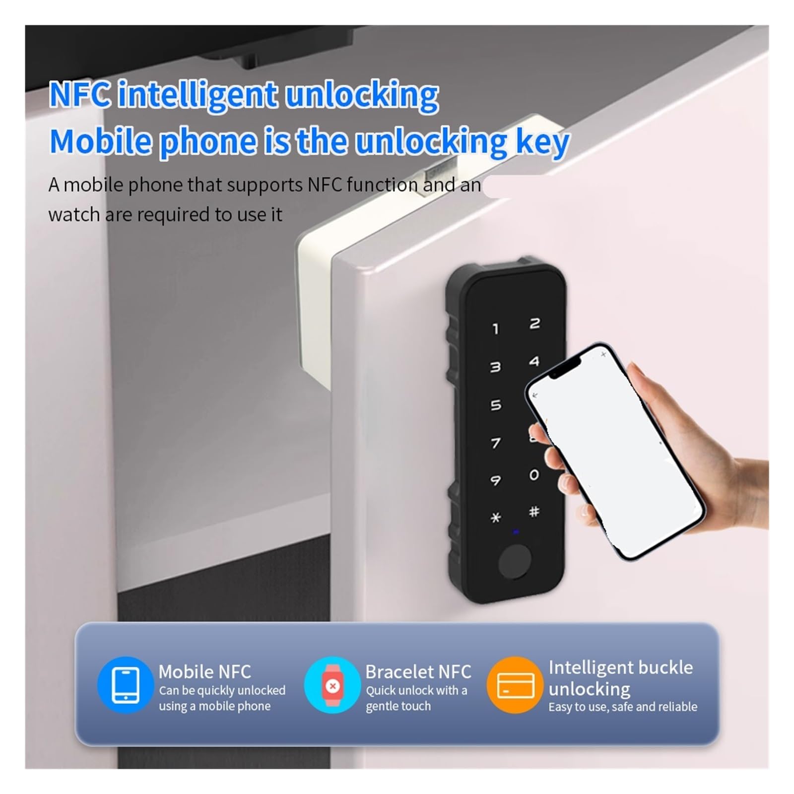 Cerradura de puerta inteligente, Cerradura electrónica de monitoreo remoto Bluetooth con cerradura de huella digital de gabinete de madera inteligente(01)