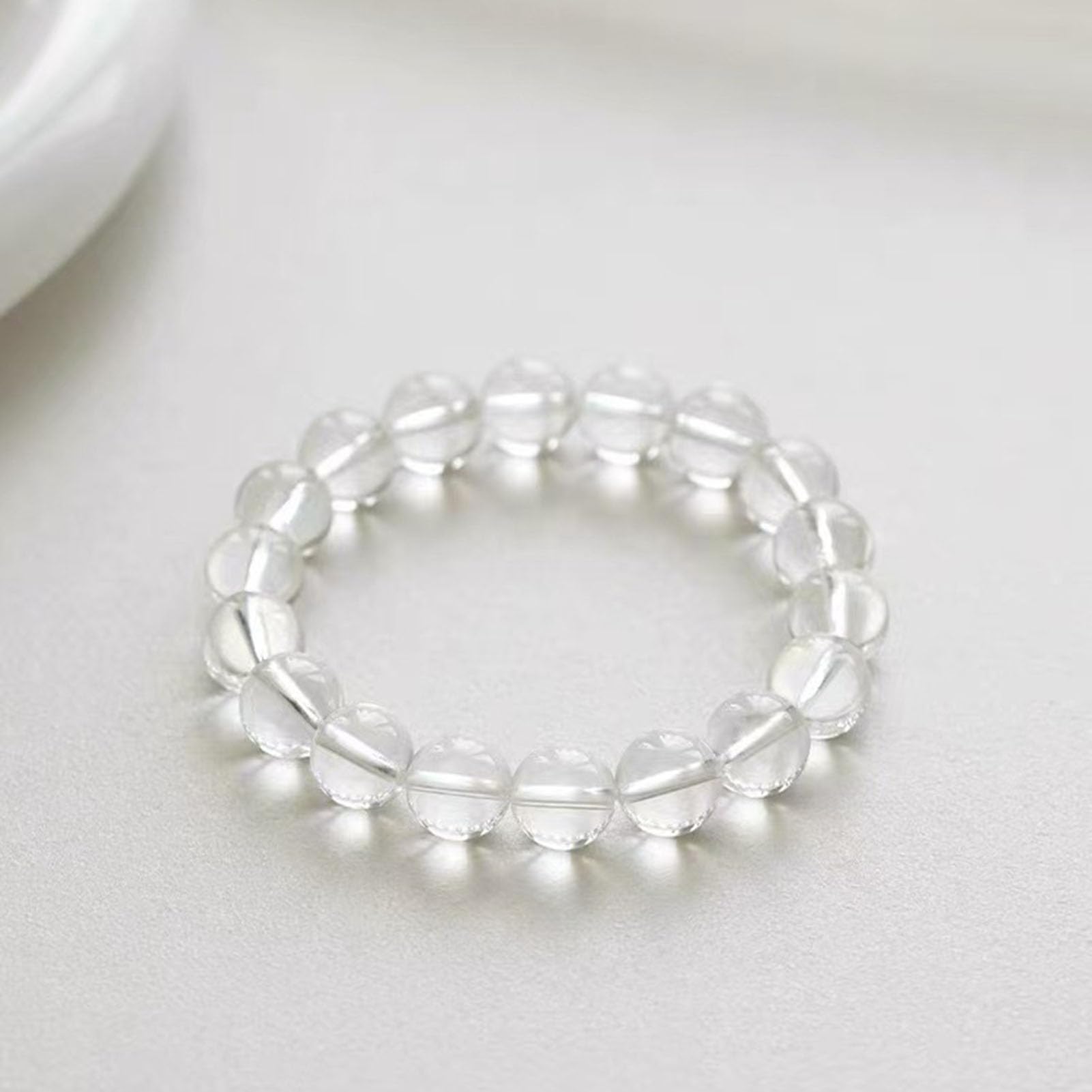 Pulsera de Cristal Transparente Blanco Natural con Piedras Preciosas elásticas Hecha a Mano, Cristal curativo, energía de Cuarzo, Chakras, joyería para Mujeres Hombres, cumpleaños,3a,10MM