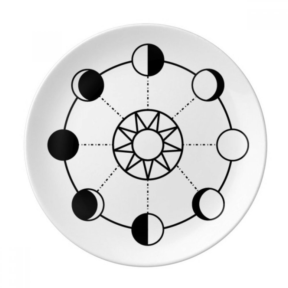 Assiette à dessert motif soleil et lune en porcelaine décorative de 21cm