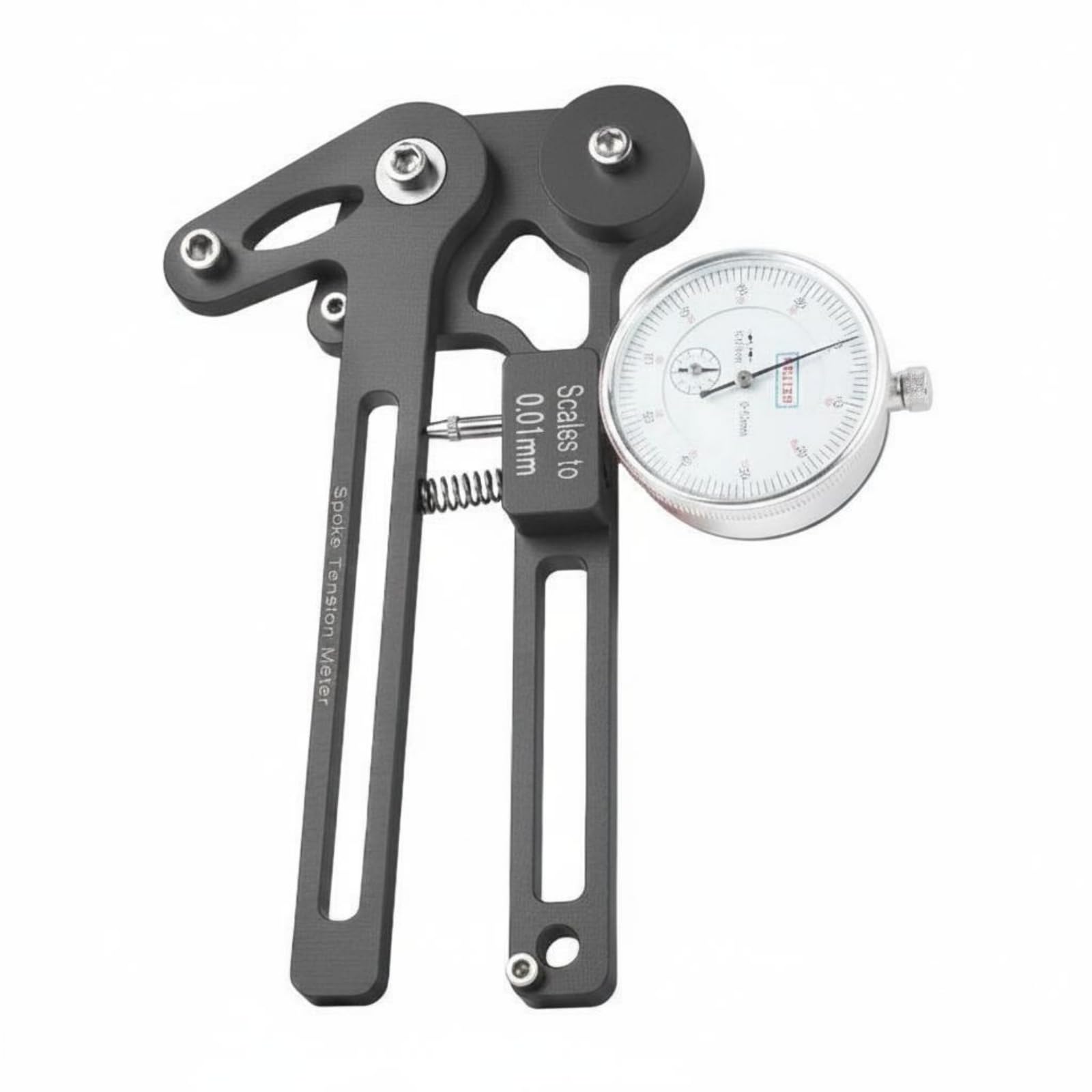 Fahrradspeichenspannungsprüfer aus Aluminiumlegierung mit Sandgestrahltem Finish zur Speichenspannungskontrolle für Fahrradreparaturarbeiten Und, Schwarz, Mechanische Uhr
