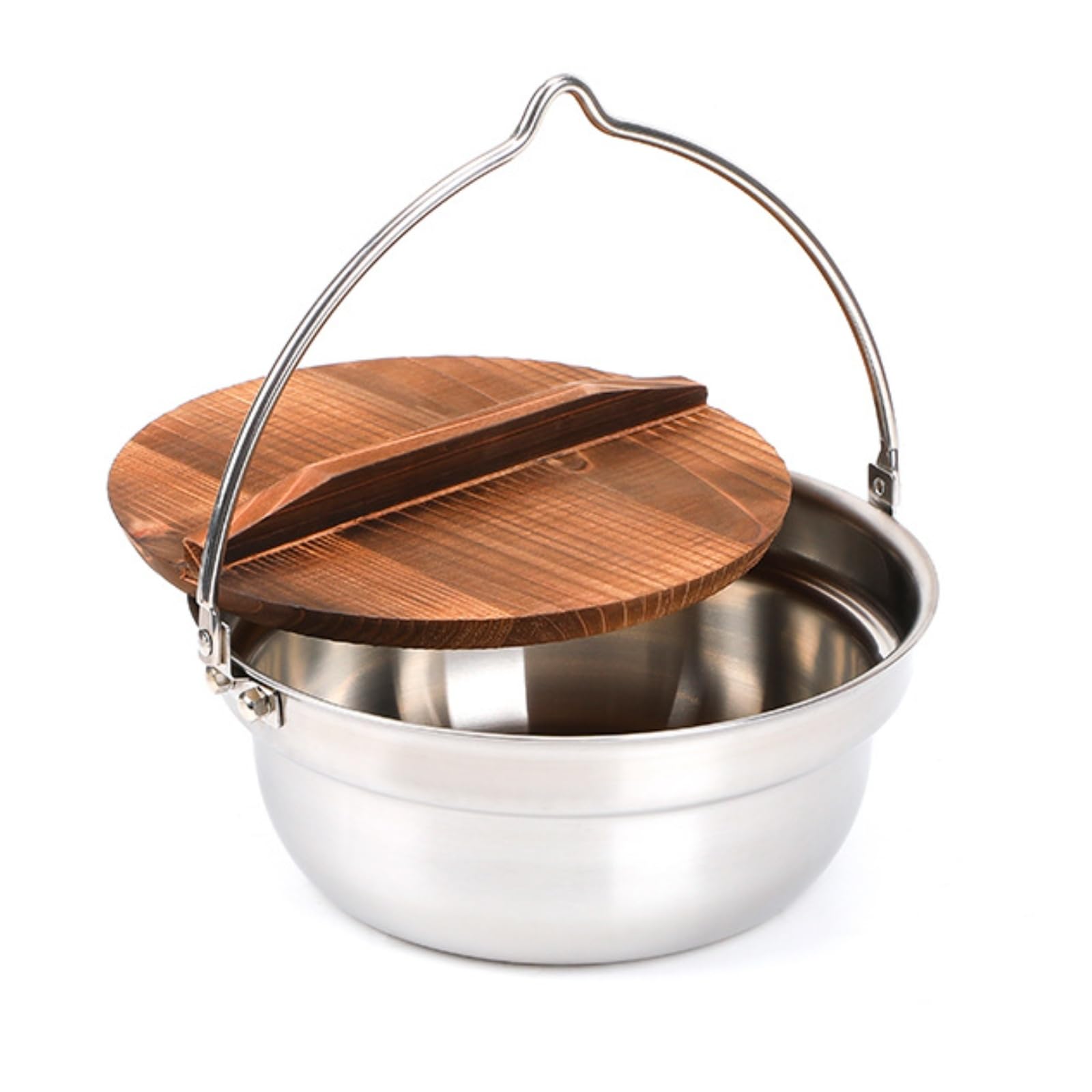 Olla Acero Inoxidable con Tapa Ergonómico Puchero con Asa Térmica Cazuela para Campistas, Excursionistas, Fogata, Camping, 18cm, Olla Colgante Multifuncional De 18cm, Modelo A