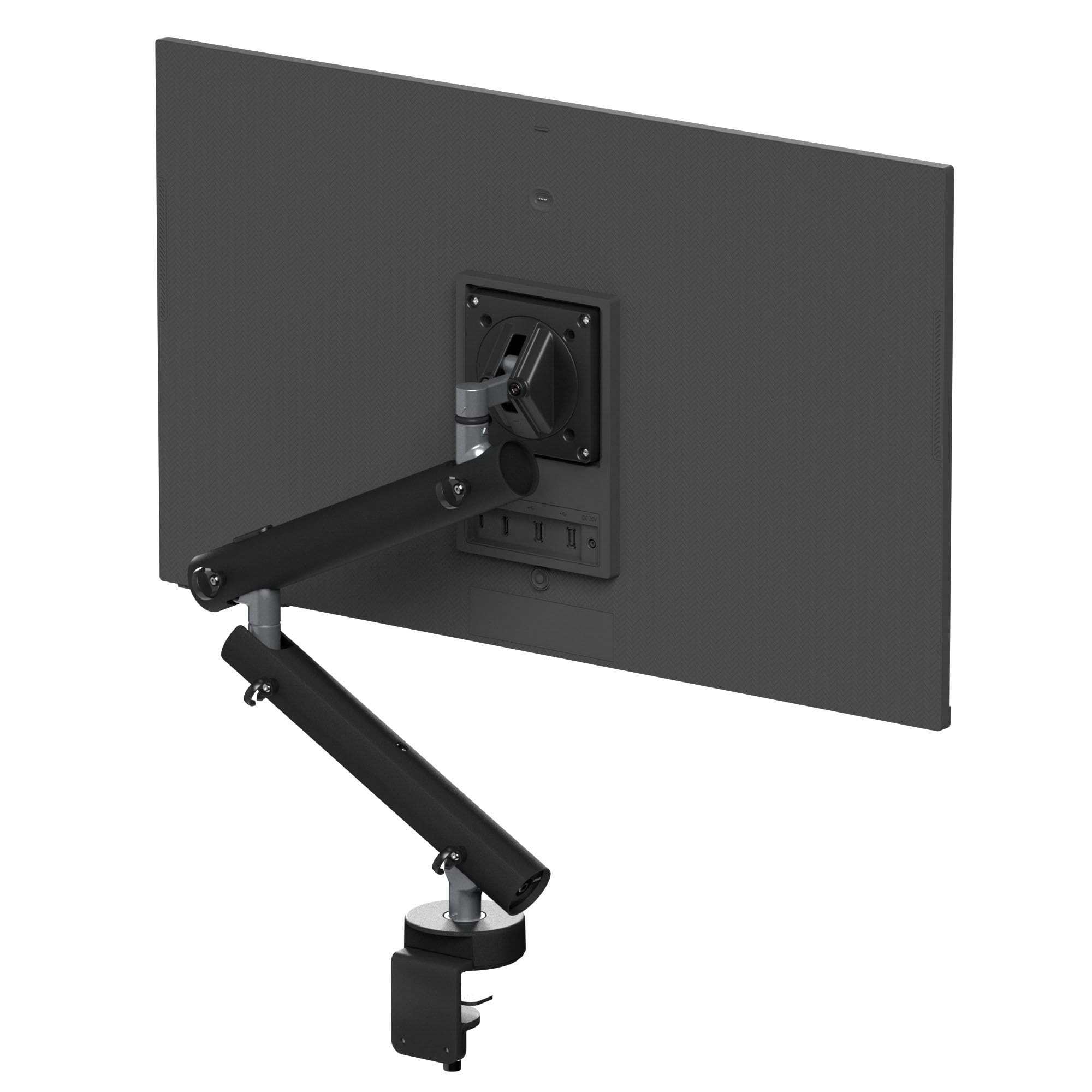 MIRO Supporto da scrivania con braccio singolo per monitor, compatibile con VESA, con morsetto a C, braccio regolabile a molla a gas, gestione dei cavi, adatto per schermi da 17 a 32 pollici, supporta