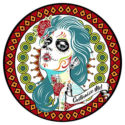Customizable Glass Rimmer Lid - Sugar Skull Girl