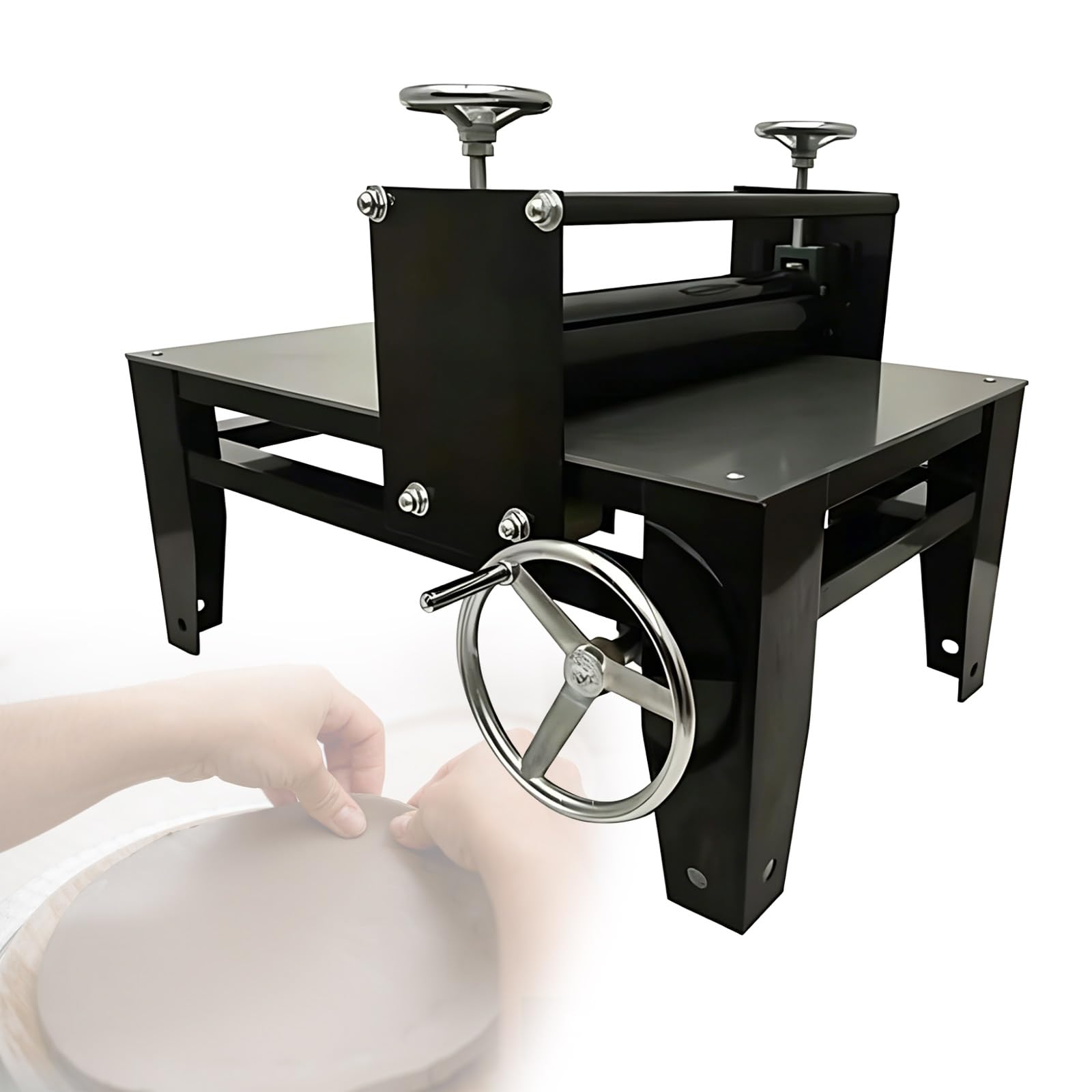 Herramienta De Cerámica Para Trabajo Con Arcilla, Laminador Mesa Con adjustment Preciso Espesor, Estructura Estable Y Rodillo De Acero Para Creaciones Manuales