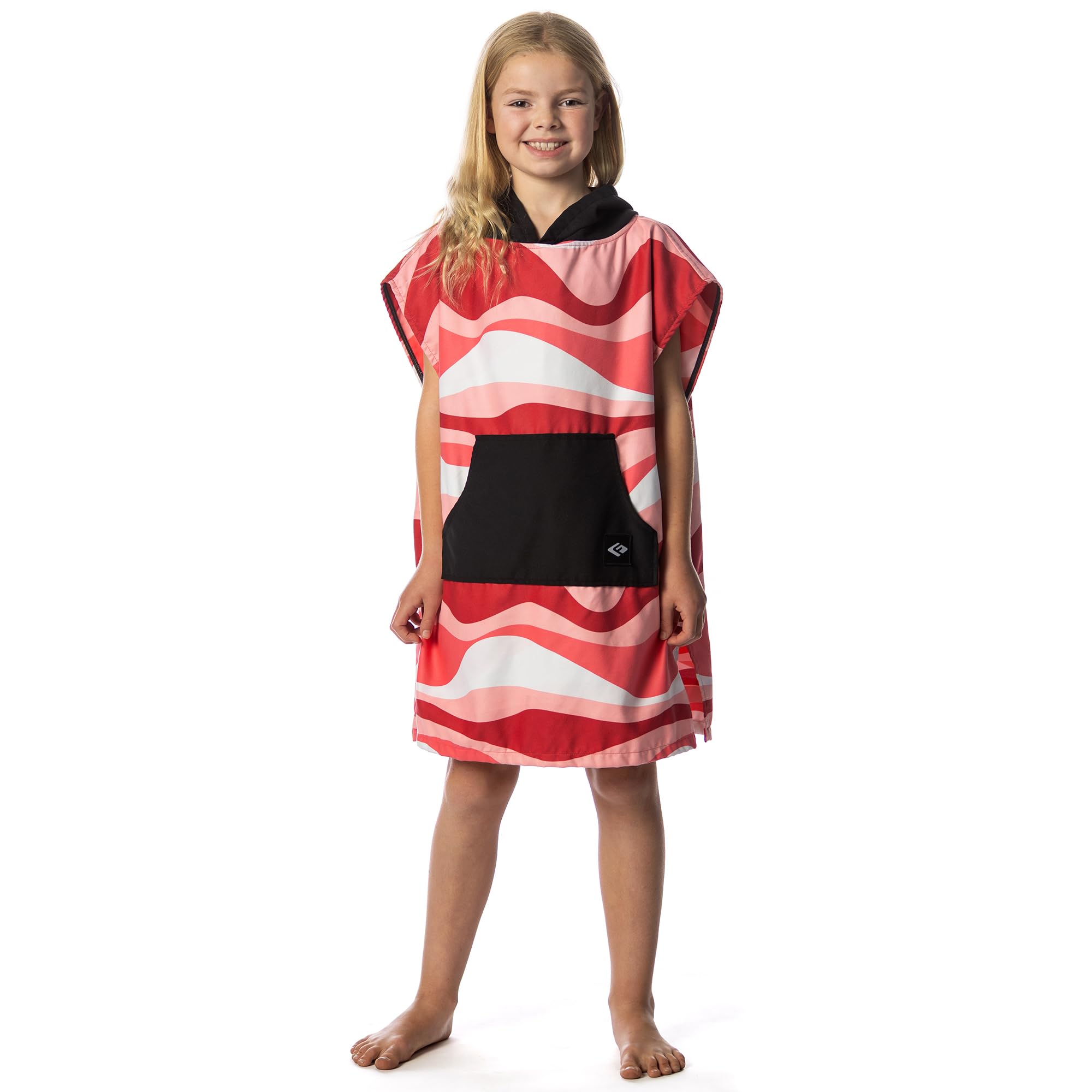 Flow Changing Poncho for Kids with Hood for Swim and Beach (Pinkwave, S)