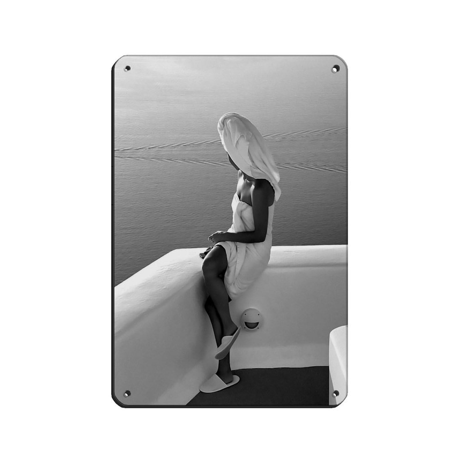 Woman in Boat, Luxury Fashion Poster Retro Poster Metal Tin Sign Chic Art Retro Iron Painting Bar People Cave Cafe Family Garage Poster Wall Decoration 8x12inch(20x30cm)