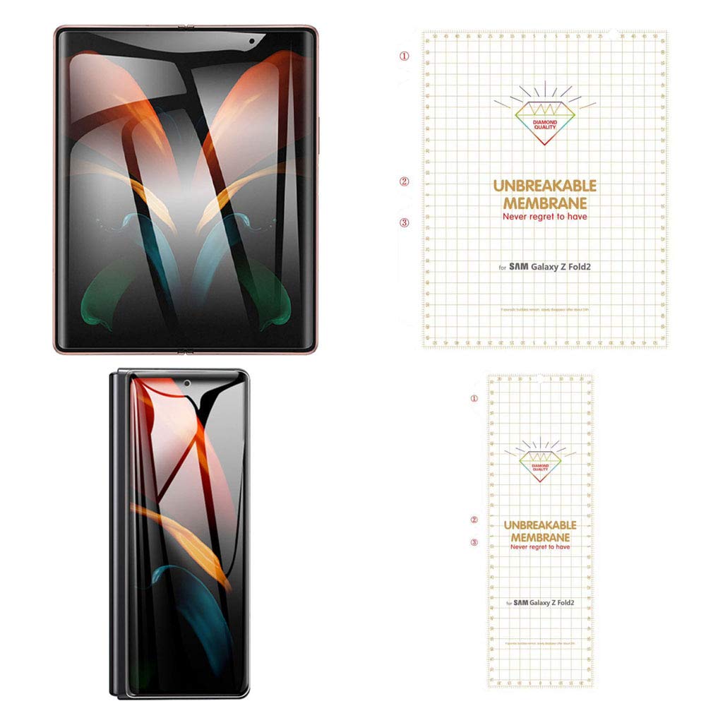 Screen Protector Compatible with Samsung Galaxy Z Fold 2, Case Friendly Protection Soft Film Easy Application Anti Scratch Bubble Free Flim, Inner and Front, 1 Set
