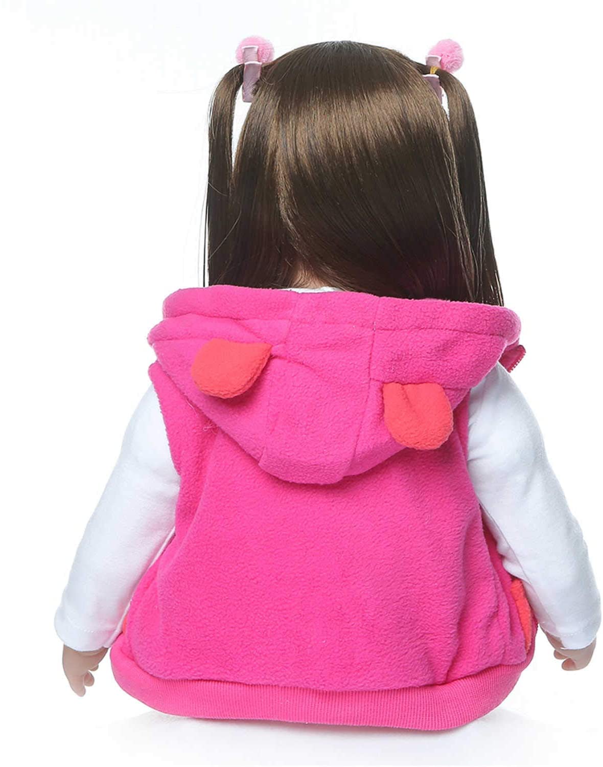 ZIYIUI Realistico Bambola Reborn 24 Pollici 60 cm Bambole Reborn Femmine in Silicone Morbido Vinile Neonata Bello con Capelli Lunghi Bambino