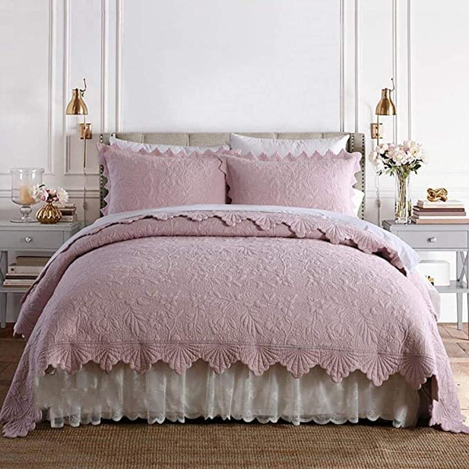 uyeoco Quilted Bedspread Double Super King Size bedding set Coverlet Quilt 3 Piece Leaf Pattern Quilt Bed Cover Soft Microfiber Bed Throws (Color : Color10, Size : 230X250CM)