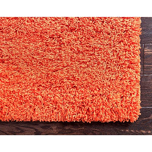 Image of CD Carpet Anti Slip Shaggy Fluffy Fur Rugs and Carpet for Living Room Bedroom Kids Room Plain Circle Carpets for Home with 2 Inch Thickness (Color Orange Size 9x9 Feet Round)