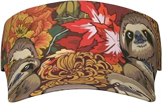 Funny Sloths Sun Visor Hats Outdoor Sunscreen Hat Empty Top Baseball Sun Cap Adjustable Beach Hat for Men Women Black, Black, One Size, Black, One Size