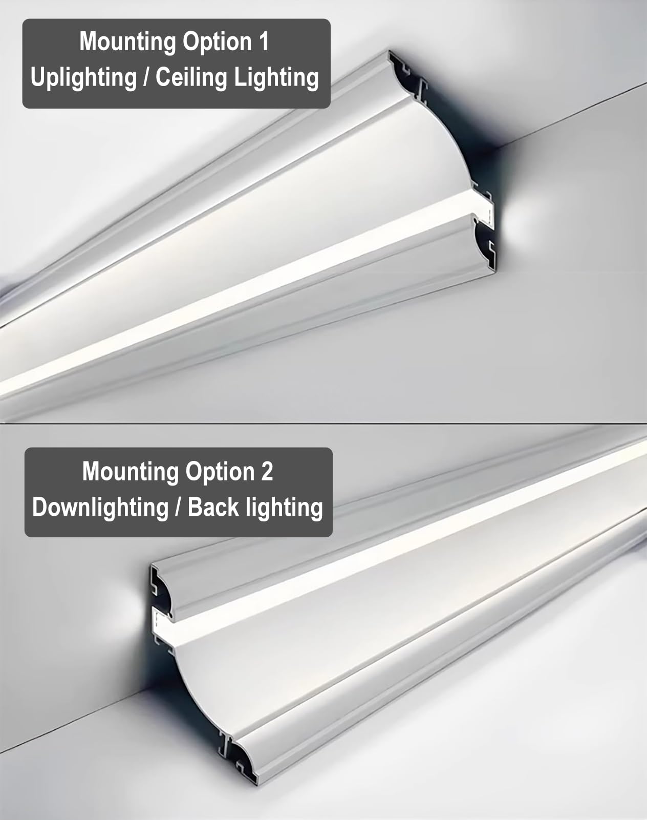 Dekorative Sockelleisten-Beleuchtungsleiste, Decken-LED-Lichtleiste aus Aluminium-Kanalprofil, Schlafzimmer-Wohnzimmer-LED-Sockelleistenabdeckungen zur Oberflächenmontage(1.0m)