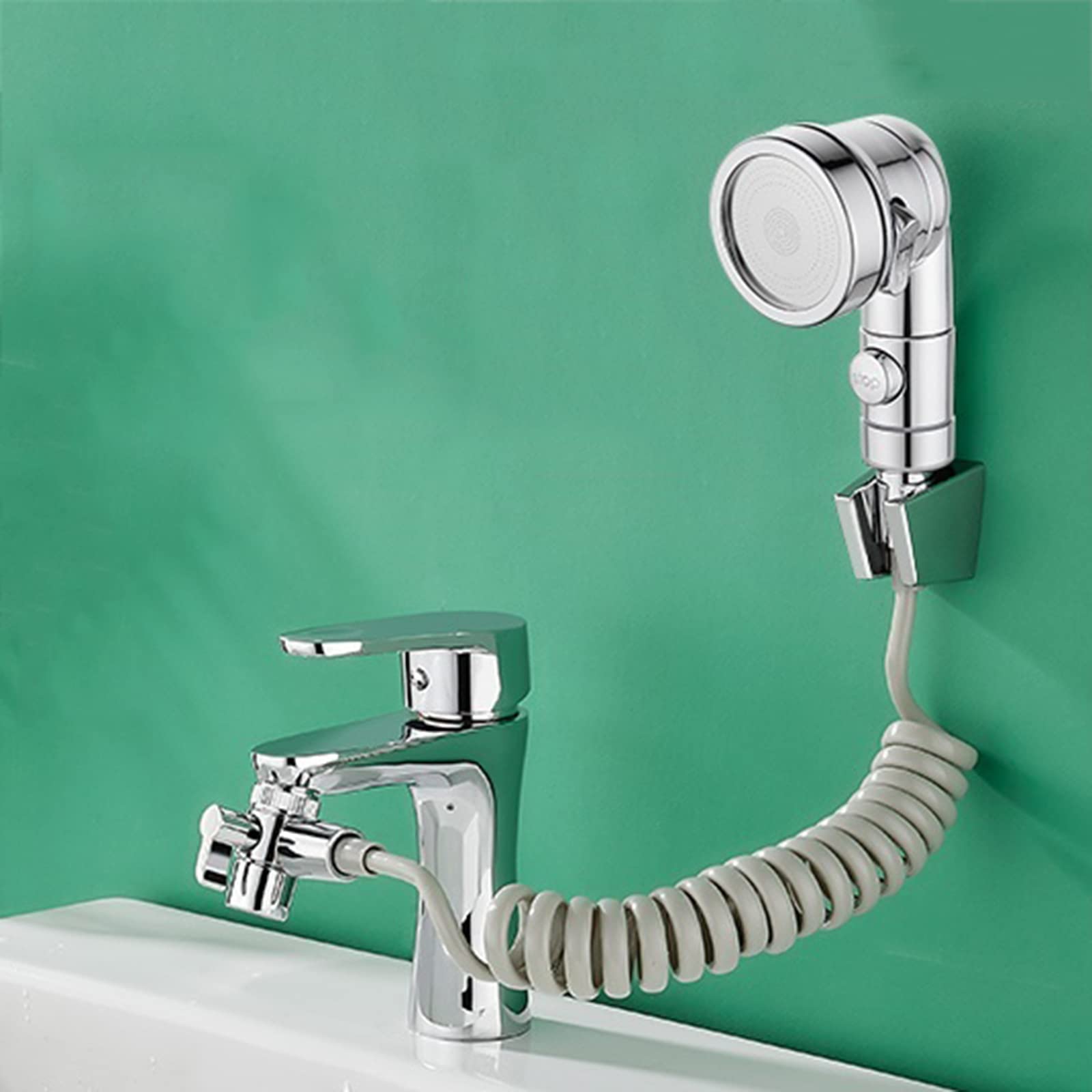 BiaoTeng Shower Head and Hose Set for Bath taps Single Shower Attachment for Sink taps Long Hose Sink Hand Shower Detachable Hose for Hair Wash Sink,Chrome