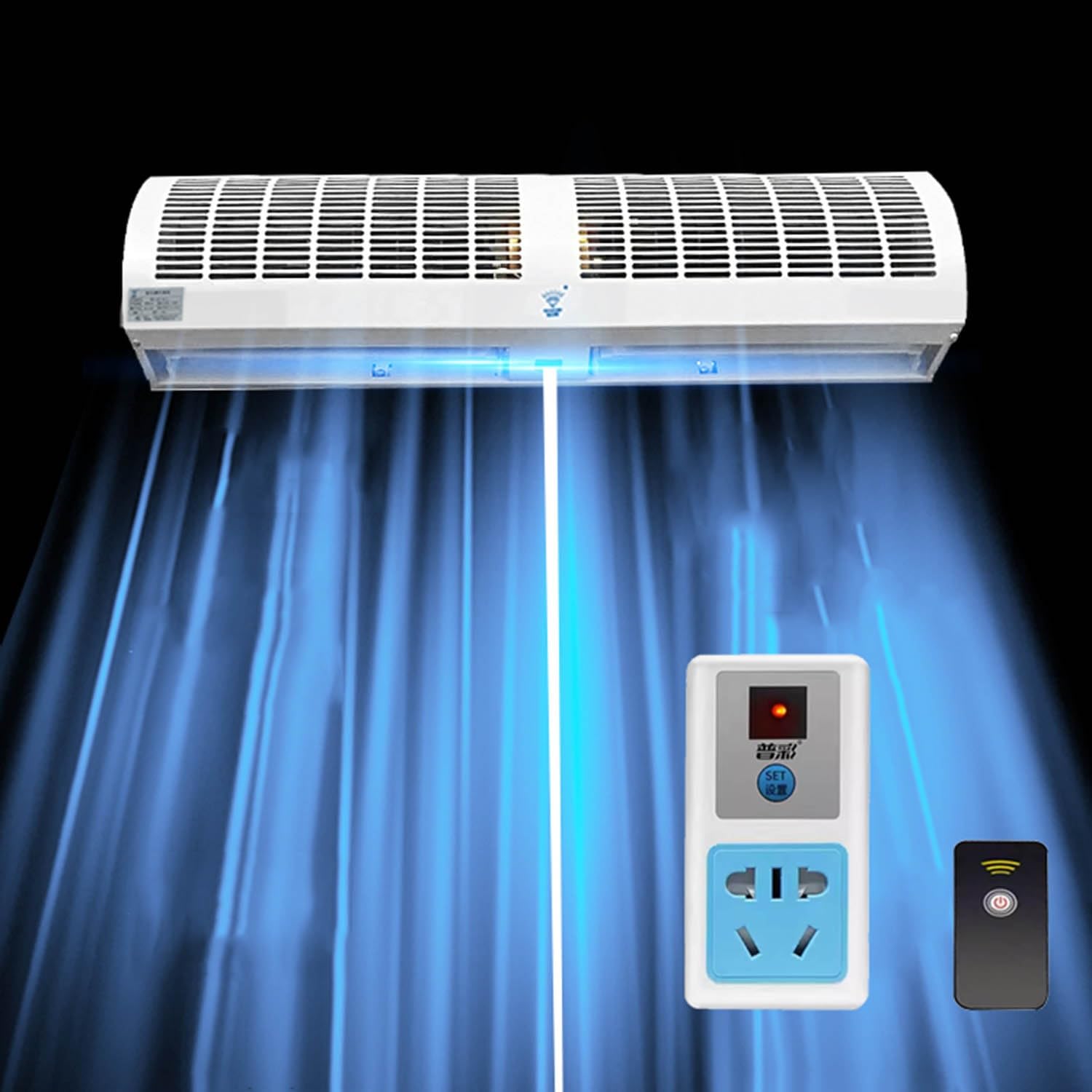 High Airflow White Wall-Mounted Fan, Wall Mounted Door Fan - Air Curtain with Remote Control, For Home, Office & Commercial Premises, 60cm, 90cm, 100cm, 120cm, 150cm (Size : 100cm)