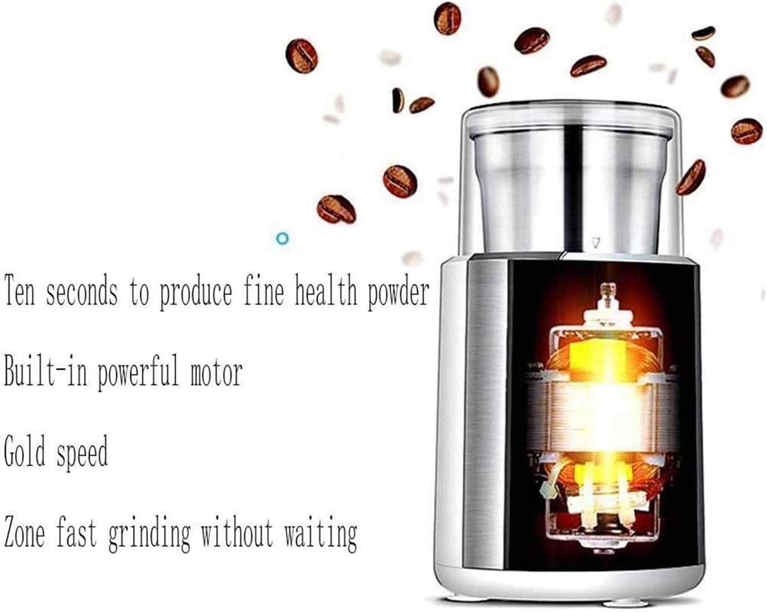 Electric Coffee Bean Grinder Spice Grinder 1 Removable Bowl with Stainless Steel Blade, Silver