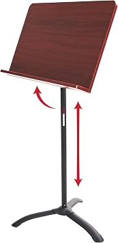 Gator Frameworks Wooden Sheet Music Stand Designed for Soloists and Recital Performers with Easy-Lift Base, Cherry Wood Bookplate GFW-MUS-5000