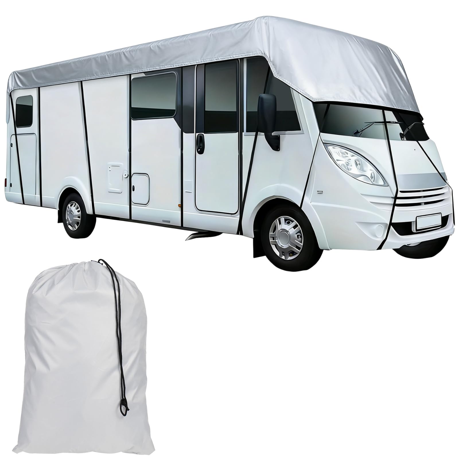 Copertura superiore per camper e roulotte, copertura impermeabile universale per l'estate, protezione dai raggi UV, tessuto Oxford 210D, con strisce riflettenti, 5 x 3 m