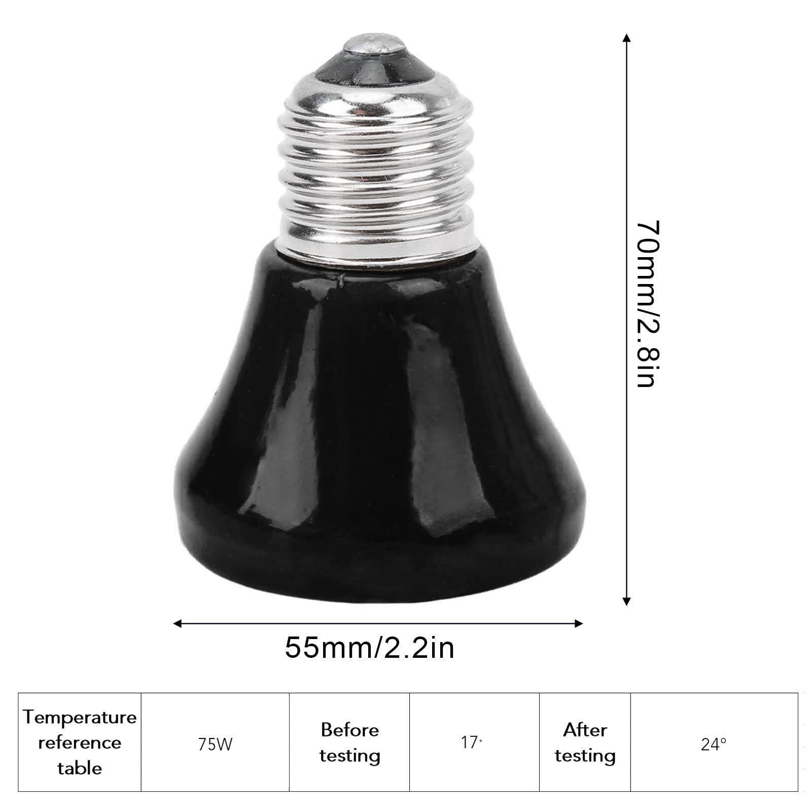 Lampada Riscaldante Ceramica 25W Per Rettili - Emettitore Calore A Infrarossi Senza Luce, Per Terrario - Foto 7