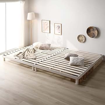 三折桐材すのこベッドクイーン(連結4台)サイズ約200×160cm 三