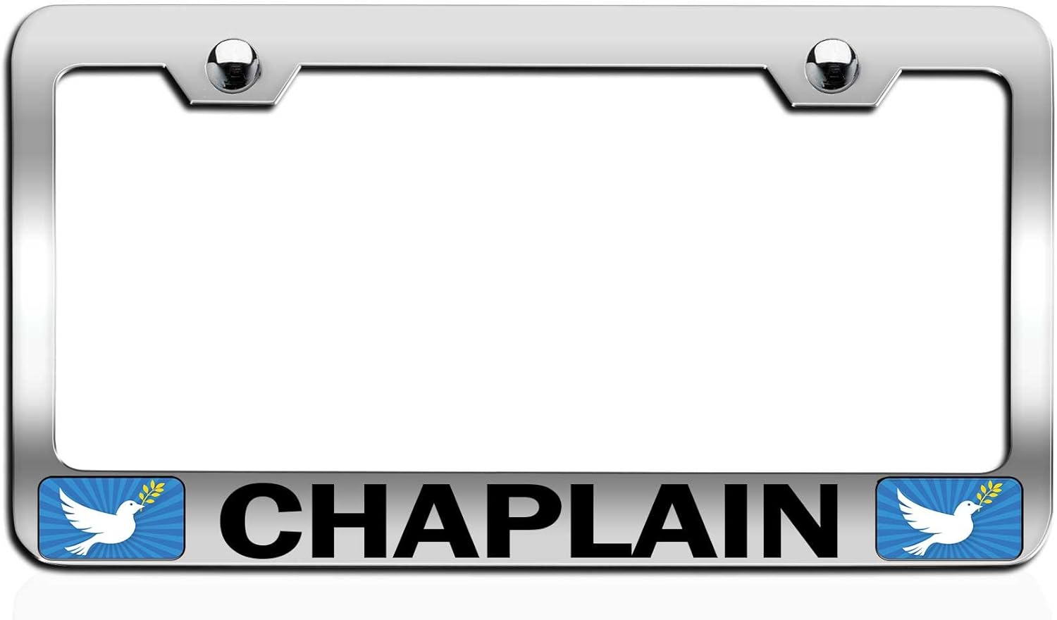 Makoroni - Chaplain Religious Jesus Christian Chrome Metal License Plate Frame Tag Holder, #w64