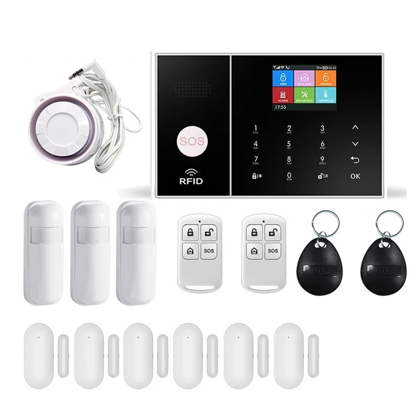 Système D'alarme De Sécurité Domestique sans Fil, GSM, WiFi, avec Capteur De Mouvement, Détecteur De Porte, Application Tuya Smart Life(E)