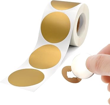 300 Pack Round Scratch Off Stickers, 25mm Self-Adhesive Scratch Card Stickers Labels, 1 Roll Gold Round Scratchs Card Reveal, Scratchs Sticker for Surprise Gift Reward System Users,Game Lovers