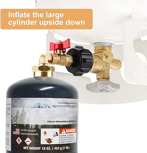 Miniatura 5 de WADEO Propane Refill Adapter, Propane Tank Adapter with ON/Off Control Valve for 1 lb. Tanks, Fill 1 lb Tanks to Be Refilled Gas from 5 to 40 LB
