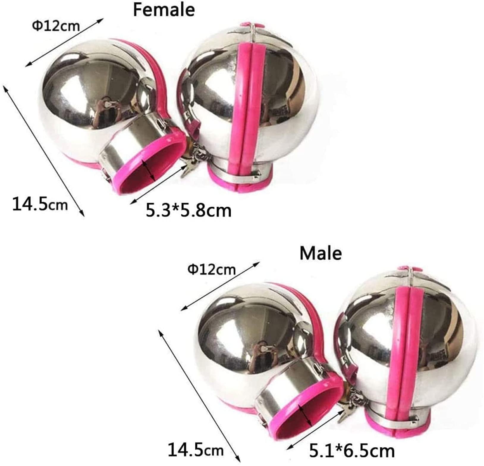 Manchette de poignet de bondage à boule en métal, menottes/gants de retenue en acier inoxydable avec chaîne et serrure, jouets SM for femmes et hommes(Blue Blau,Female)