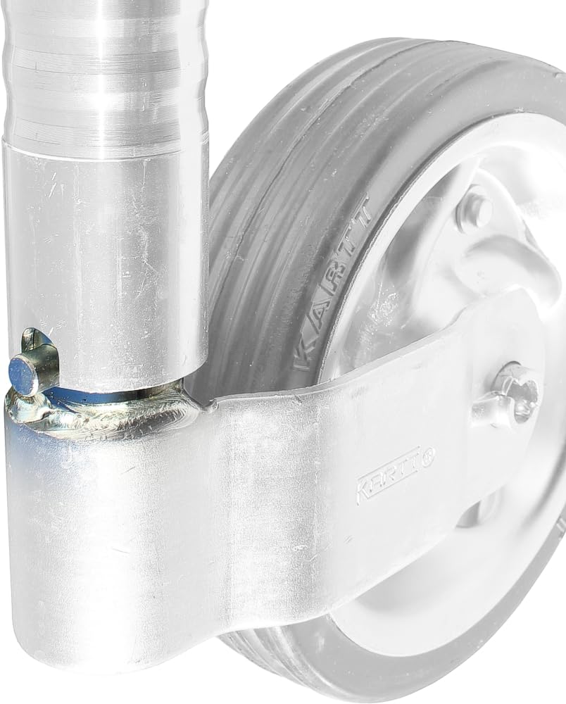 meinAnhängerersatzteil Langrohr-Stützrad Bugrad - gerippt - mit Arretierung - 300kg / 150kg mit Halter