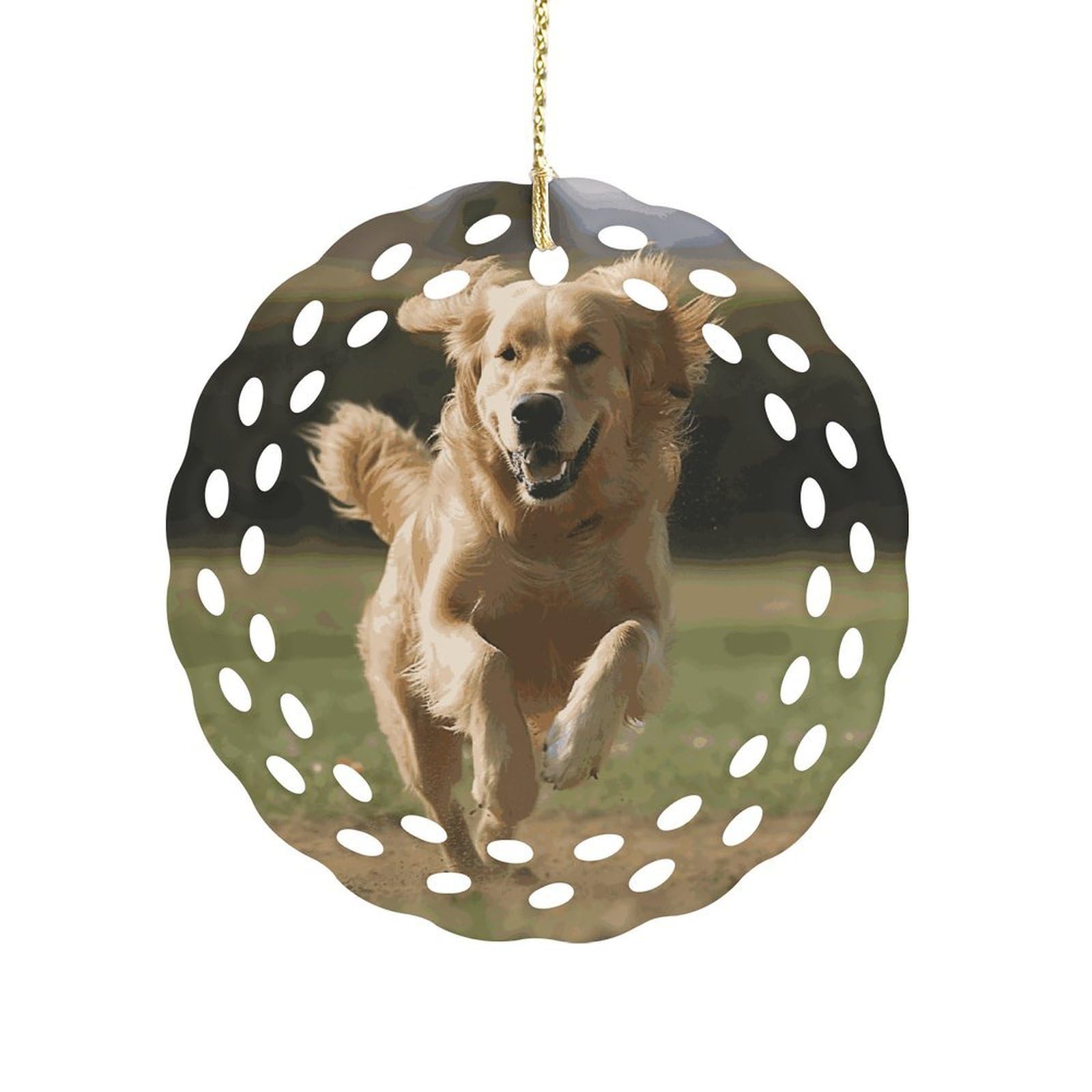 Fekiloot Women's Style Golden Retriever Running Ceramic Ornaments 3 Inch Round,Holiday Keepsake For ,Girls,Pet Owners,Hanging Ornament Gifts Idea For Home