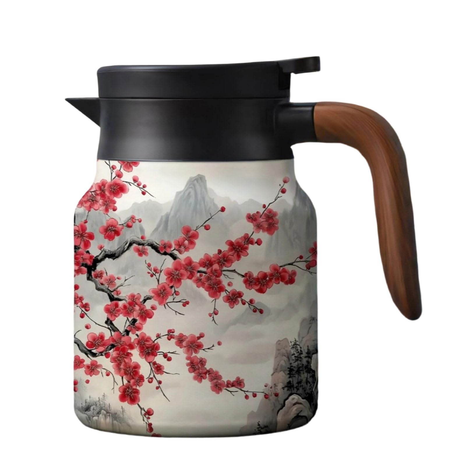 Xjdzineq Large Capacity 1000ml Thermal Teapot with Wooden Grip and Premium Stainless Steels Infuser for Steeping Teas Teapot with Strainer