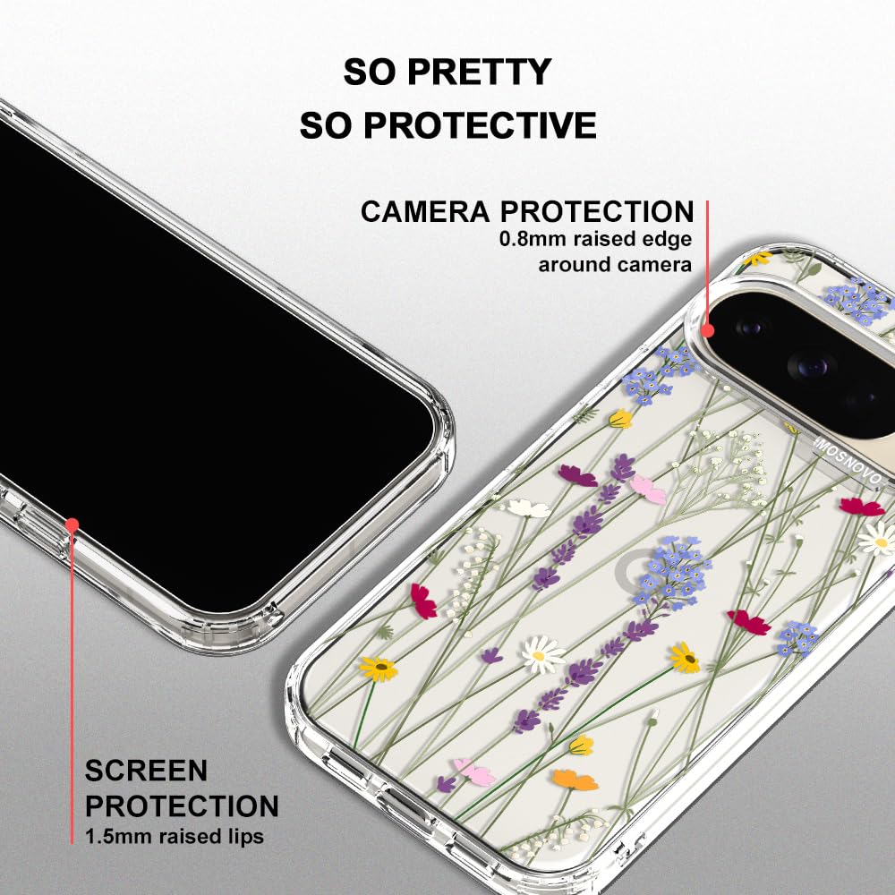MOSNOVO Case for Google Pixel 10 & Pixel 10 Pro, [Buffertech 6.6ft Military-Grade Drop Protection] [Anti Peel Off Tech] Clear TPU Bumper Phone Case Cover Design - Cute Cherry — view 308
