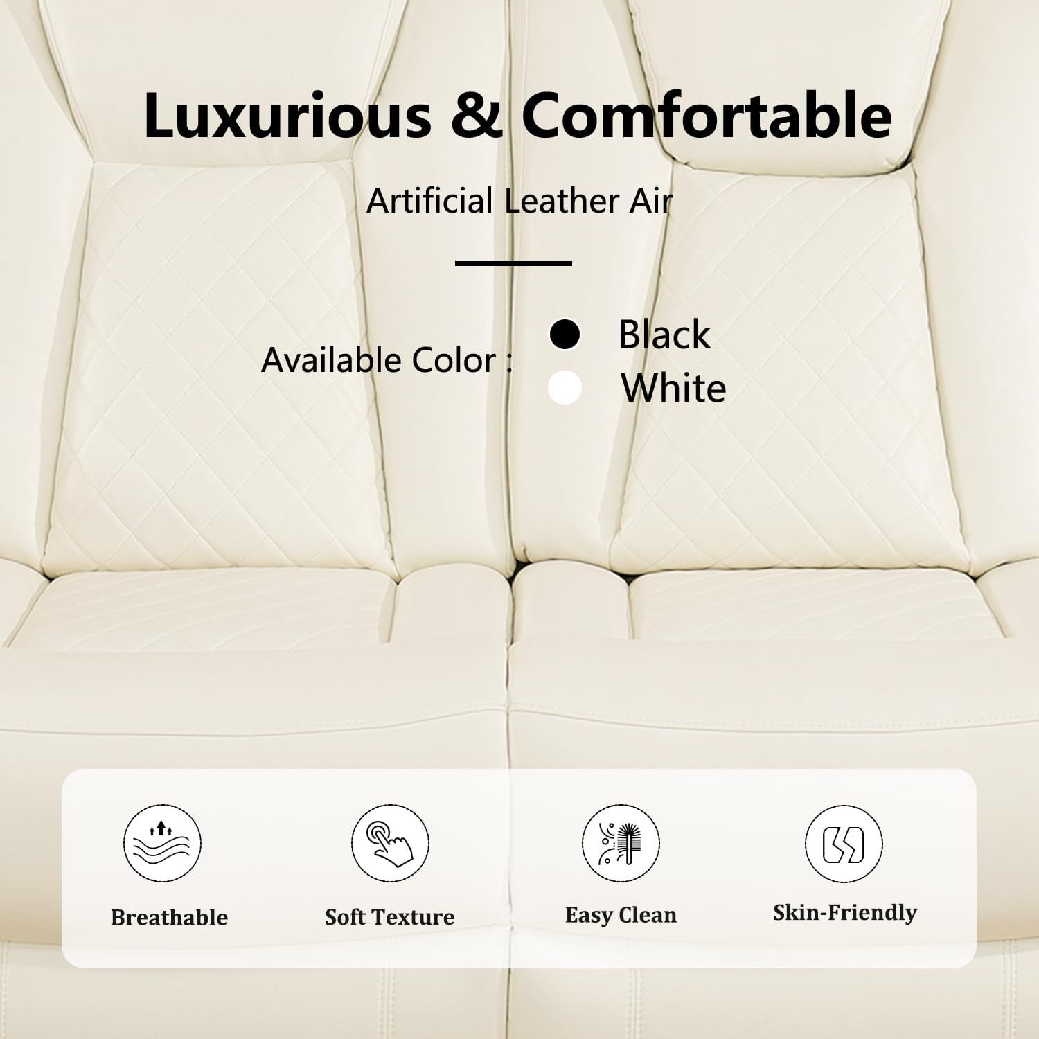 Power Recliner Sectional Couch Set, Leather Reclining Sofa and Loveseat Set, L-Shaped Sectional Living Room Furniture with USB Port/Storage/Cup Holders (Creamy White, Sectional+Loveseat)