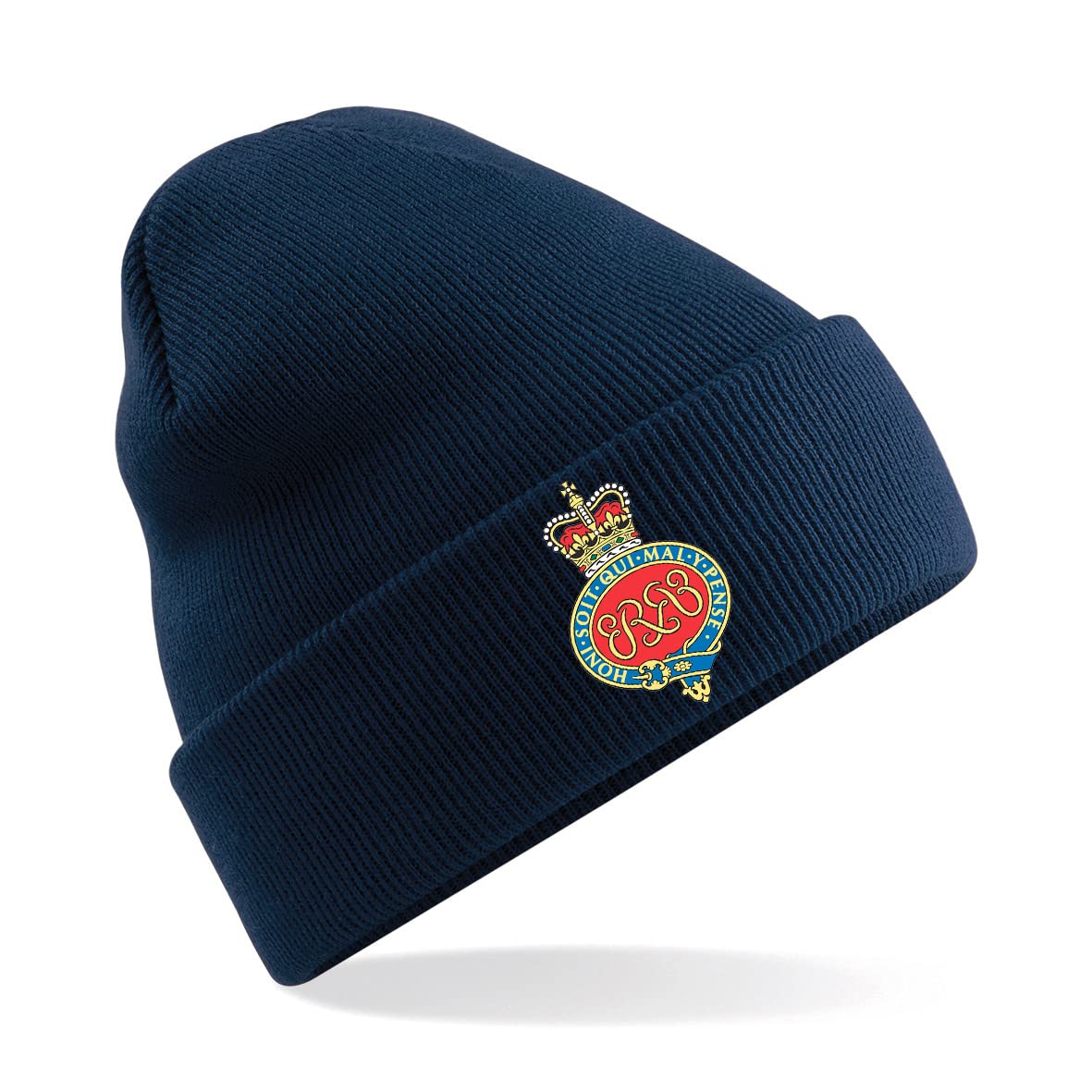 Psave Men's Blue Grenadier Guards Insignia Premium Embroidered Beanie Hat, Bob Hat British Army Military (Navy)