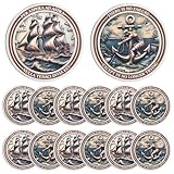 Landical 12 Pcs Sailing Anchor Inspiration Coin Sailor's Creed Challenge Coin Nautical Pocket Token Persistence Courage Adventure Souvenir Nautical Incentive Awards for Sailors Boaters Gifts