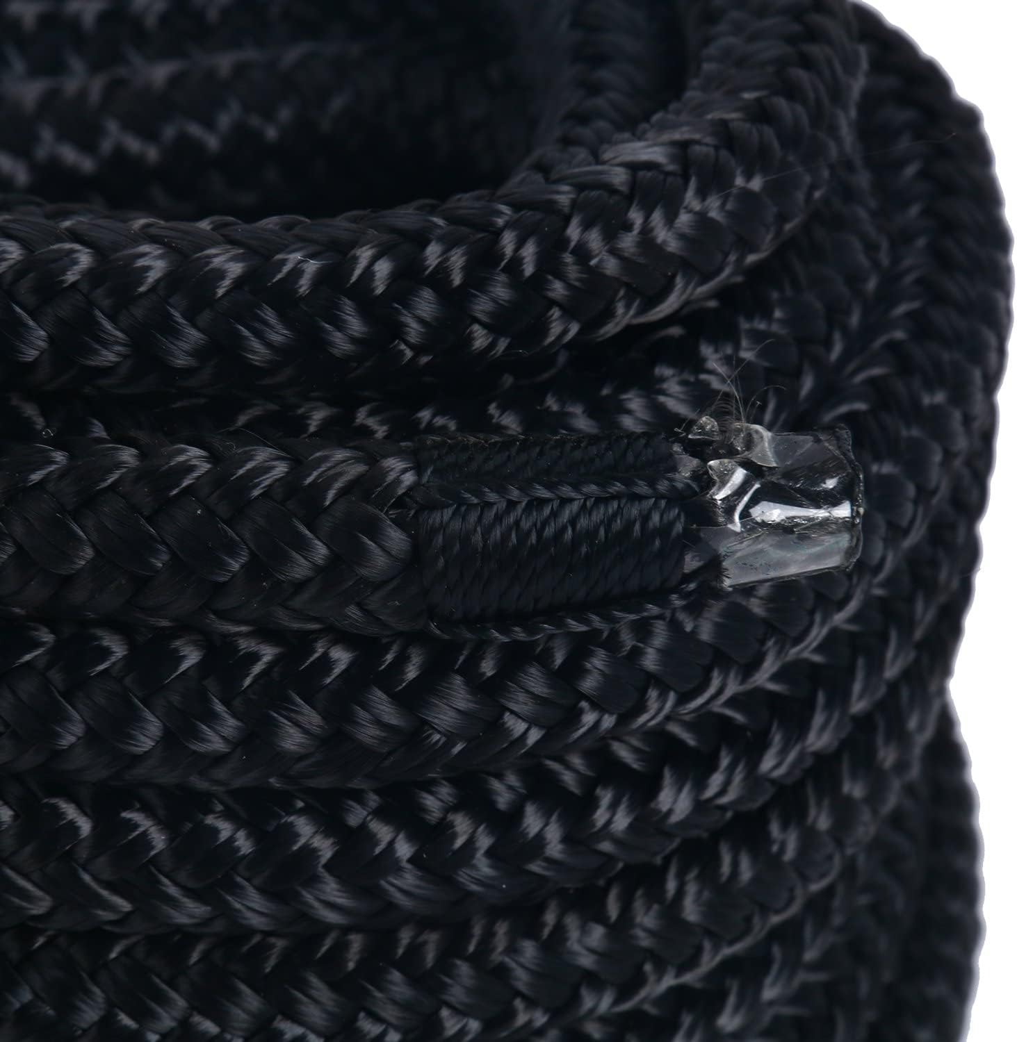 Amarine Made Pair of Double Braided Nylon Dock Lines 4840 lbs Breaking Strength (L:50 ft. D:1/2 inch Eyelet: 12 inch) 2 Pack of Marine Mooring Rope Boat Dock Lines Working Load Limit:968 lbs