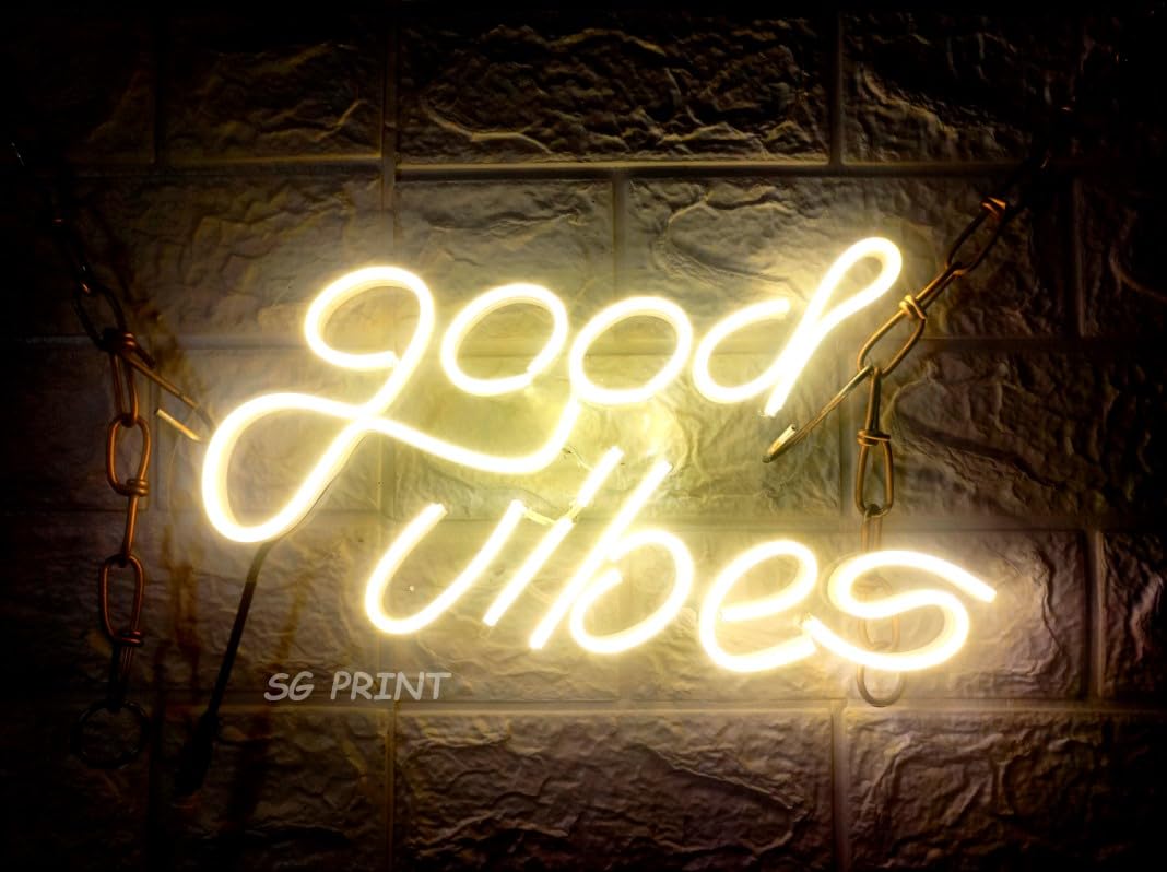 SG PRINT Good Vibes Led Signs - Neon Lights For Bedroom, Neon Wall Signs, Game Room Decor, Party, Bar Neon Decor (16 X 8 Inch) (WARM WHITE)-image-22
